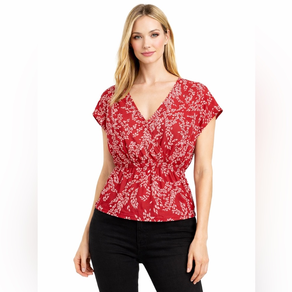H&M v neck top size 6 coral pink